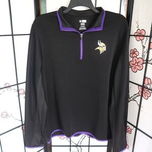 NFL Team Apparel TX3 Warm Vikings Sweatshirt Textured Quarter Zip Black Purple
